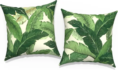 Vista 53 de Juego de 2 fundas cuadradas de 16 x 16 pulgadas para cojín de exteriores, fundas decorativas modernas para cojín de respaldo para muebles de patio
