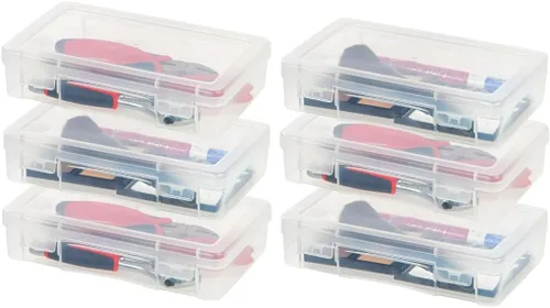 Vista 12 de Iris caja de almacenamiento de suministros 10 piezas, Plástico, Transparente, S Bead Storage Organizing Containers with Snap Lid for Arts, Crafts