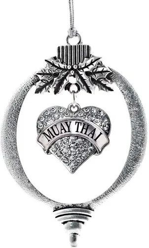 Vista 112 de Inspired Silver - Red Merry - Adorno de Navidad plateado - Adorno de árbol de Navidad con dije de corazón con circonita cúbica - Decoración colgante