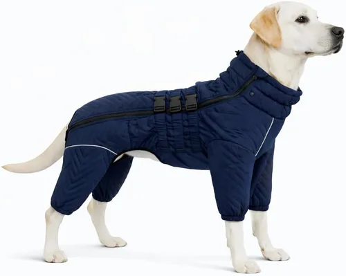 Vista 36 de Abrigo cálido para perros de doble capa, chaleco para perros, 4 patas cubiertas, resistente al viento, impermeable, reflectante, gris XS - L