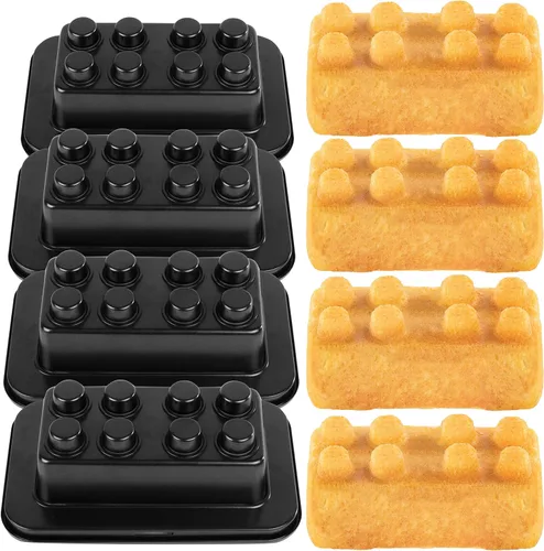 Vista 2 de Molde de ladrillo para tartas de construcción, paquete de 4 unidades, para decorar pasteles en forma 3D de 9 pulgadas, fiestas de cumpleaños