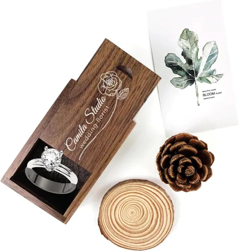 Vista 7 de Caja de regalo de madera pequeña personalizada con tapa deslizante, caja USB de recuerdo de madera personalizada con grabado láser con nombre