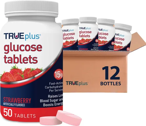 Vista 35 de TRUEplus® Tabletas de glucosa, sabor surtido (uva, frambuesa, naranja), botella de 50 unidades (1)