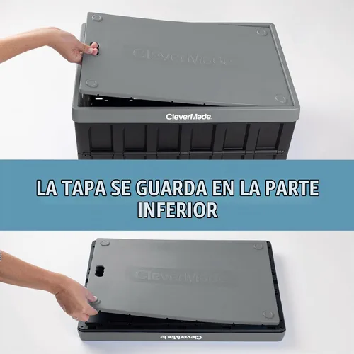 Vista 6 de CleverMade Contenedores de almacenamiento plegables con tapas, 46L paquete Obsidiana