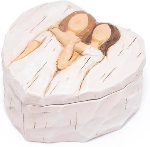 Vista 9 de Hodao Caja de recuerdo de joyería de la amistad, caja de recuerdo esculpida pintada a mano, cajas de recuerdos de aniversario, cajas decorativas