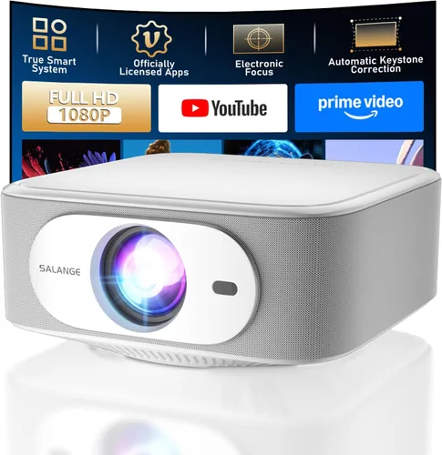 Vista 9 de Mini proyector inteligente con WiFi y Bluetooth - Proyectores de película portátiles para exteriores/dormitorios, enfoque automático y Keystone