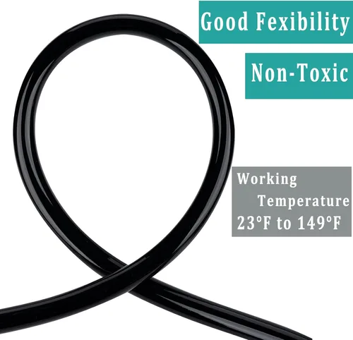 Vista 3 de Tubo de Vinilo Negro 1" DI × 1 1/4" DE - 10 Pies Tubo de Plástico Flexible PVC Manguera Híbrida, Para Transferir Agua Aire Aceite para Estanque