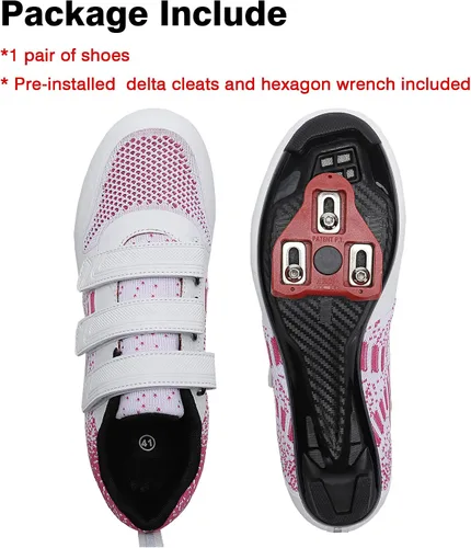 Vista 2 de Zapatos de ciclismo unisex para interiores y exteriores, compatibles con pedales de bicicleta Pelaton y Shimano, tacos Delta preinstalados con 3