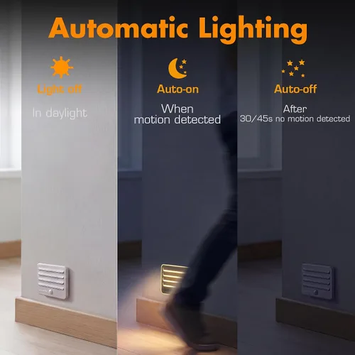 Vista 3 de EverBrite Luces nocturnas con sensor de movimiento, luz LED suave y cálida, funciona con pilas, luz nocturna autoadhesiva para dormitorio, baño