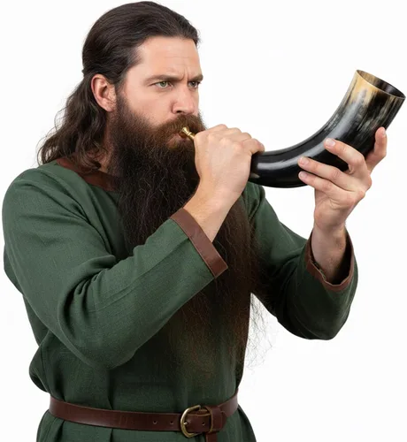 Vista 10 de Cuerno vikingo Pibole de buey auténtico, hecho a mano, estilo medieval