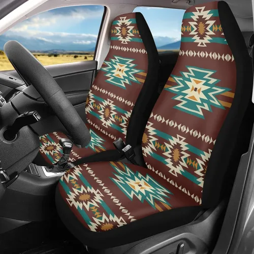 Vista 2 de CLOHOMIN Funda de asiento delantero con estampado de nativos americanos del suroeste para automóvil, SUV, camión, navajo, indio, tribal, geometría