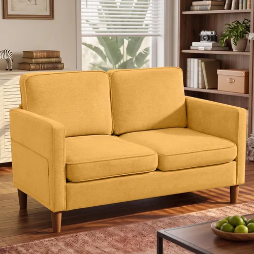 Vista 11 de Kingfun - Sofá de chenilla de 80 pulgadas, sofá de 3 plazas, sofás modernos de mediados de siglo con patas de madera maciza para sala de estar