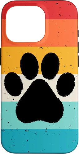 Vista 20 de iPhone 16 Gato Perro Paw Print en estilo retro Vintage Case