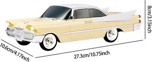 Vista 8 de WSTER WS-1965 Replica altavoz Bluetooth – Diseño retro de cohete coche, sonido HD, TWS, luces LED de fiesta, radio FM, reproducción USB/TF, Beige