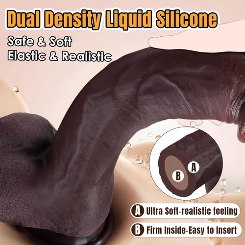 Vista 2 de 2026 New Consolador Realistic Toy Dilbo for Women 8.46", Thick Huge Silicone Skin-Like Giant Silicone Dick Machine Hand Free Play Adult Tool (Brown)