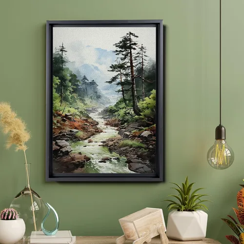 Vista 5 de Forest Pieces Wall Art Prints, Nature Art, Abstract Landscape Nature Art Tree Painting Decor, Woodland Living Room Art, Forest Art Print