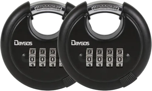 Vista 12 de DAYGOS Candados de disco combinados para exteriores, bloqueo de código de 4 dígitos resistente, bloqueo de disco combinado para unidad