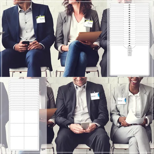 Vista 6 de Eaasty Etiquetas de nombre con clips e insertos imprimibles con clip, insignias de identificación transparentes personalizables con clips, PVC