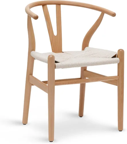 Vista 14 de Poly & BARK Weave Sillas de Comedor – Sillas de Comedor Wishbone Modernas de Mediados de Siglo con Brazos, Marco de Madera Maciza, Uso en Interiores