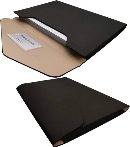 Vista 3 de Carpeta de archivos A4 de cuero PU Portafolio impermeable con cierre magnético invisible, color negro