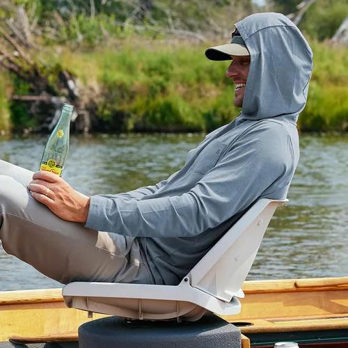 Vista 5 de Free Fly Sudadera con capucha cruzada de bambú para hombre, camisa elástica de peso premium para exteriores con orificios para los pulgares