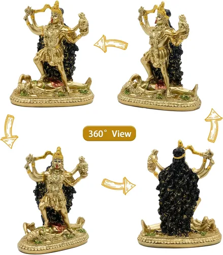 Vista 2 de BangBangDa Escultura de estatua de la diosa hindú Kali, ídolo antiguo decorativo de dios indio, figura de la diosa india del tiempo y la muerte