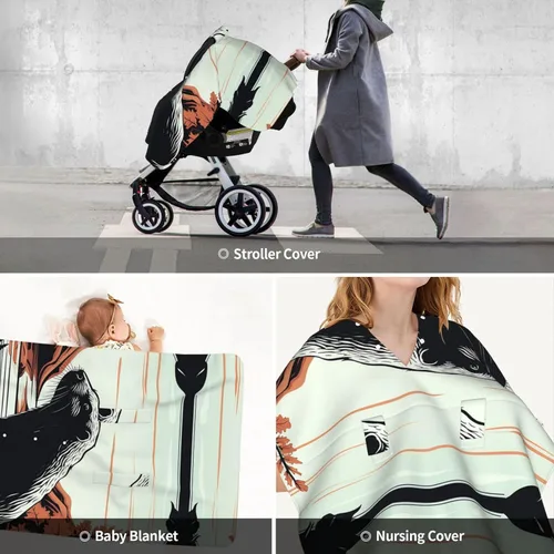 Vista 9 de Baby Car Seat Canopy Cover for Mom, Soft Breathable Nursing Breastfeeding Covers Multi Use Stroller Sun Shade Newborn Shower Gift，Black Beaver