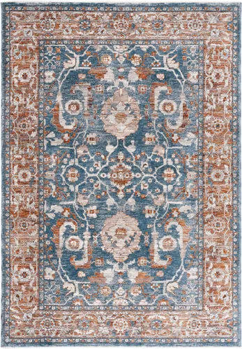 Vista 3 de SAFAVIEH Heirloom Collection - Alfombra de área de 4 x 6 pies, color azul/óxido, diseño geométrico, antideslizante, ideal para zonas de alto tráfico