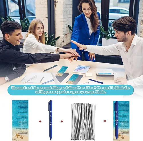 Vista 5 de Geyoga 20 juegos de Starfish Story Employee Apreciation Gift You Make a Difference Bolígrafo Starfish Story Tarjeta motivacional con corbatas