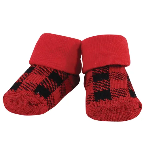 Vista 7 de Hudson Baby Conjunto de babero y calcetines unisex de algodón para bebé, Tamaño único Oso bebé a cuadros