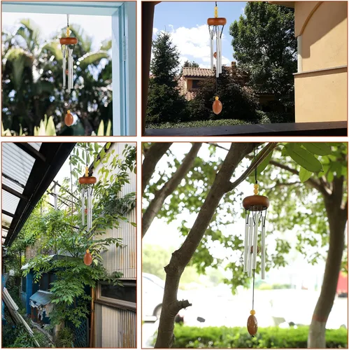 Vista 5 de Campanillas de viento pequeñas para exteriores, mini campanillas de viento para exteriores, adecuadas como regalo para patio, porche, decoración