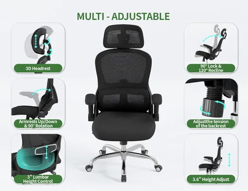 Vista 6 de Silla de oficina ergonómica: silla de escritorio para computadora de 400