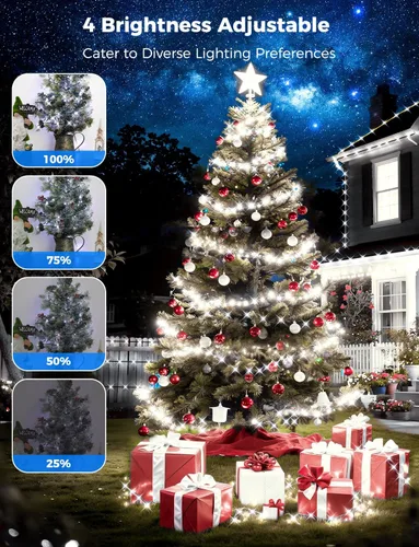 Vista 5 de Luces LED de Navidad para Exteriores, 295 Pies 900 Luces LED para Árbol de Navidad y Cerca con Control Remoto - 8 Modos de Iluminación y 3