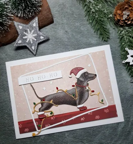 Vista 9 de Troqueles de metal de Navidad, lindo animal salchicha perro festival troquelado plantillas de bricolaje manualidades tarjetas cortes para hacer