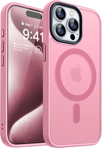Vista 22 de CANSHN Funda magnética transparente compatible con iPhone 15 Pro [Compatible con Magsafe] [No amarillea] Funda protectora delgada y fina a prueba