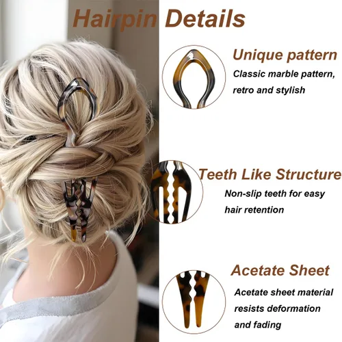 Vista 3 de 4 horquillas para el cabello para mujer, horquillas francesas en forma de U, elegantes accesorios para el cabello de mujer, horquilla francesa