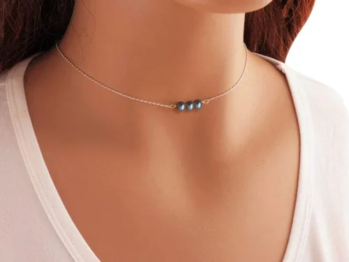 Vista 7 de Metzakka Sterling Silver Birthstone Choker Necklace, Handmade with 3 Dainty Real Healing Birthstone for Women Birthday Gifts