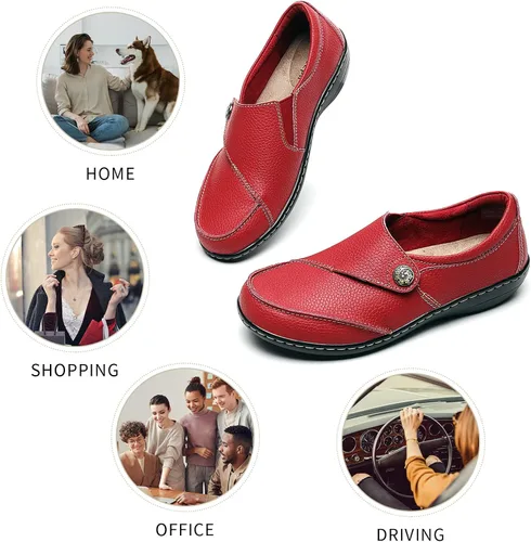 Vista 3 de Geoeleph Mocasines casuales para mujer mocasines cómodos para caminar mocasines de cuero para conducir