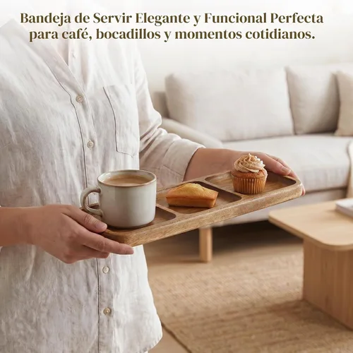 Vista 4 de Bandeja pequeña de madera Bandeja de madera de acacia para tocador, encimera de baño, mesa de café e inodoro Perfecto para joyas, llaves