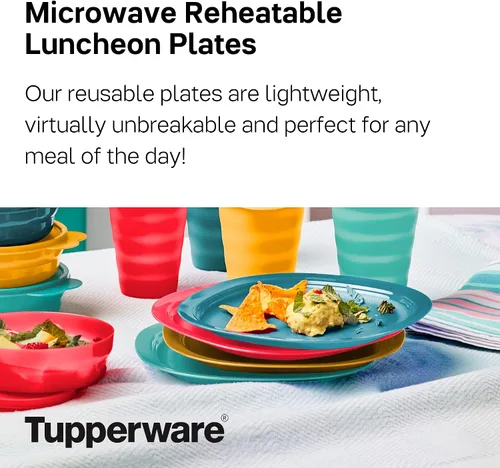 Vista 2 de Tupperware Platos de almuerzo recalentables para microondas, aptos para lavavajillas y microondas, sin BPA, reutilizables, ligeros, duraderos e