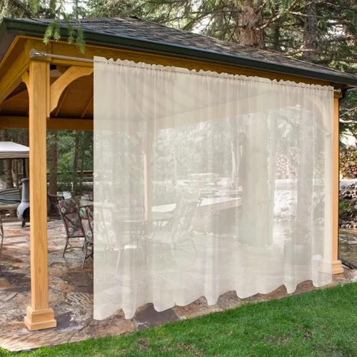 Vista 28 de SpaceDresser - Cortinas transparentes impermeables para exterior para patio - 2 paneles con bolsillo para barra, cortinas de gasa transparentes