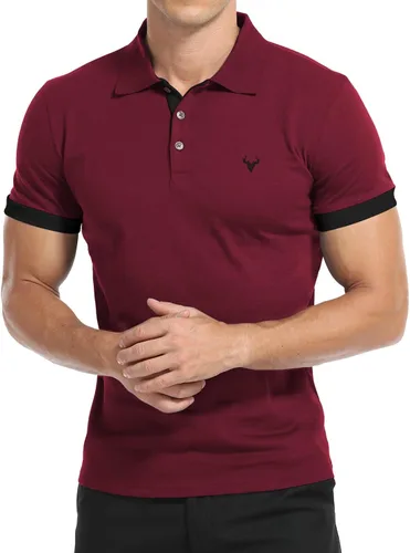 Vista 2 de YTD Camisa polo clásica para hombre, manga corta, ligera, ajustada, casual