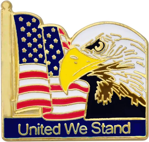 Vista 5 de PinMart Pin Patriótico del Águila – Águila Americana Volando – Broche para solapa esmaltado en bronce, color dorado chapado o chapado en níquel