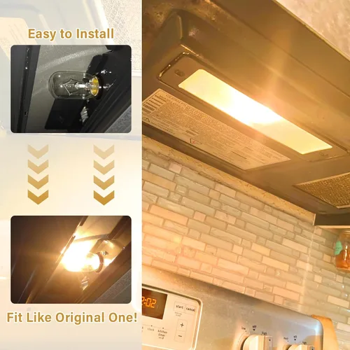 Vista 3 de Bombilla para horno microondas Whirlpool, compatible con Whirlpool Maytag GE Amana Over The Range Hood Microondas, base regulable 125V 40W E17, luz