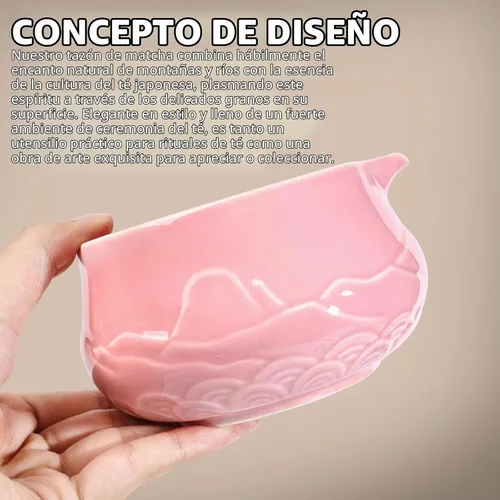 Vista 6 de Juego de 8 piezas de batidor de matcha con cuenco de cerámica, cuchara, descanso, tamiz, tapete de té, tarjeta de felicitación, soporte
