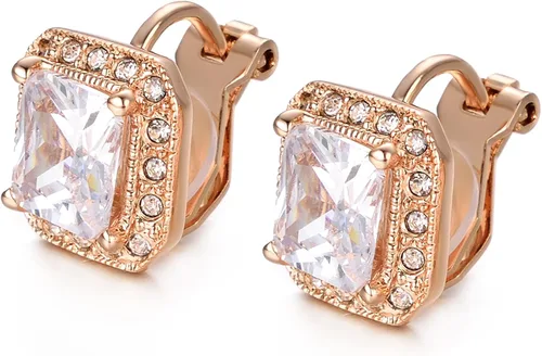 Vista 3 de Yoursfs - Pendientes vintage con clip para mujer, chapados en oro de 18 quilates, cristales austriacos