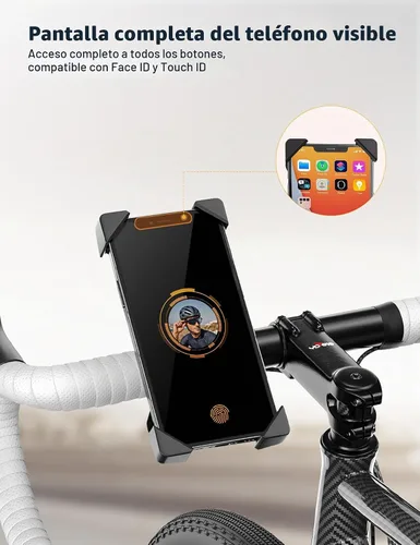 Vista 7 de Grefay Soporte para teléfono de bicicleta, soporte de teléfono para motocicleta con abrazadera de manillar para bicicleta, adecuado con iPhone 16 15