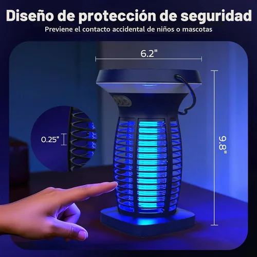 Vista 7 de OnBeam Solar Bug Zapper Outdoor, 4200V Electric Mosquito Killer for Patio Azul profundo