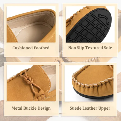 Vista 4 de CENCIRILY Mocasines para niños y niñas suaves sin cordones para vestir Oxford zapatos planos casuales para barco uniforme escolar mocasines