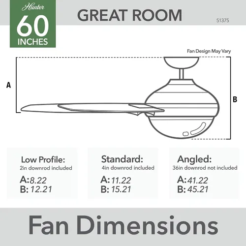 Vista 9 de Hunter Ventilador de techo blanco mate con WiFi de 60 pulgadas con kit de luz LED y control de pared